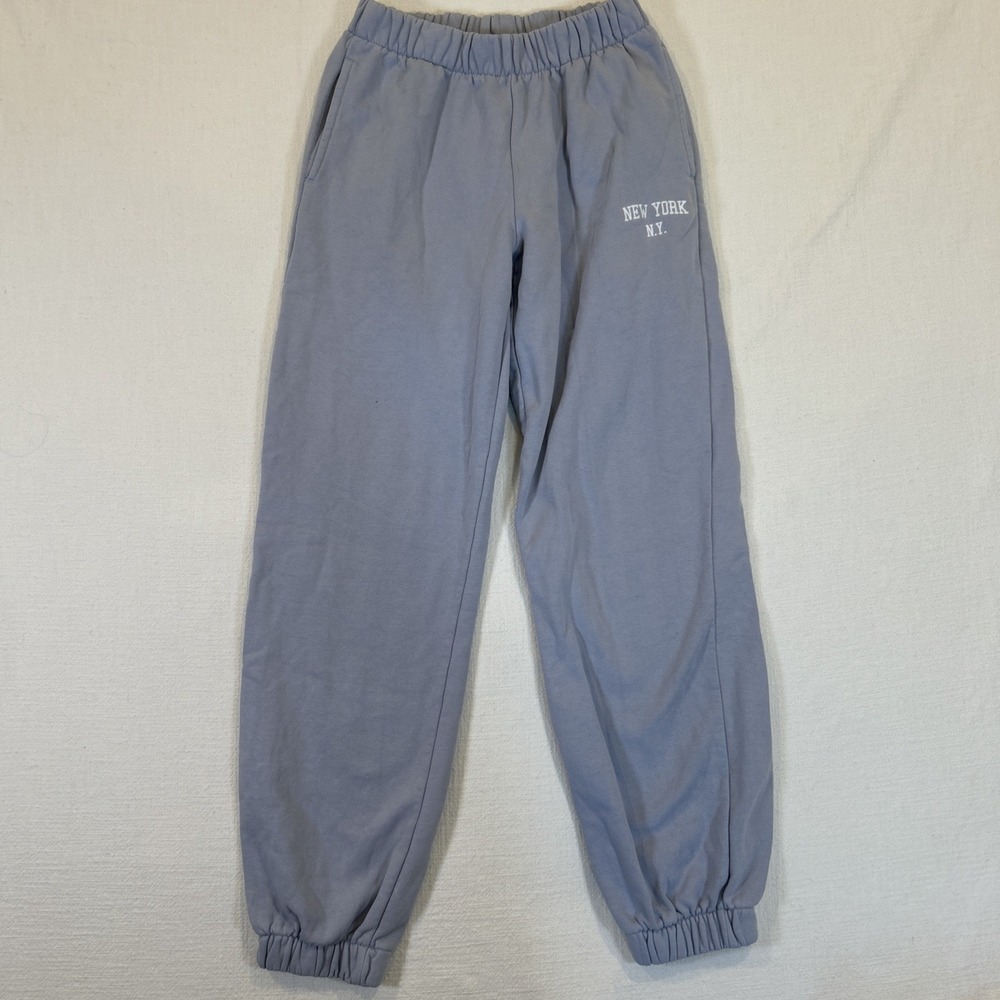 Women Gray Sweatpants New York‎ N.Y. Logo Pockets Jogger XS/S READ